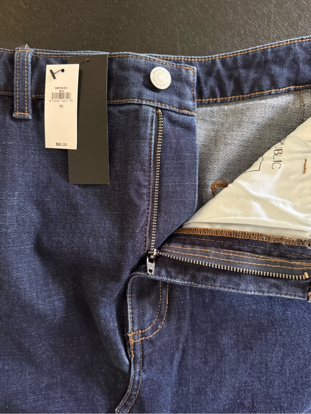 NWT! Banana Republic Maxi Split Skirt (dark wash) Sz 10 w/center front split. - Picture 6 of 12
